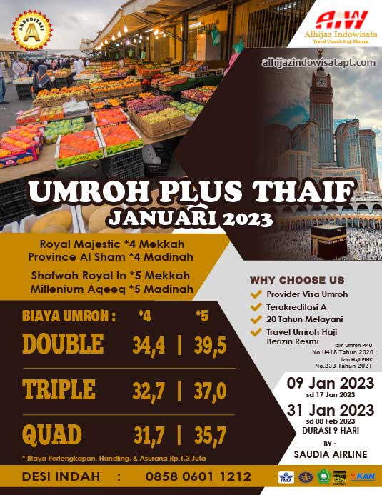 Umroh Plus Thaif 2023 Januari
